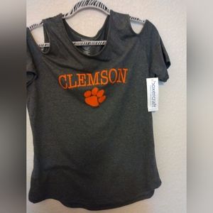 CLEMSON NWT Sueded Jersey Cold Shoulder Top SZ XL